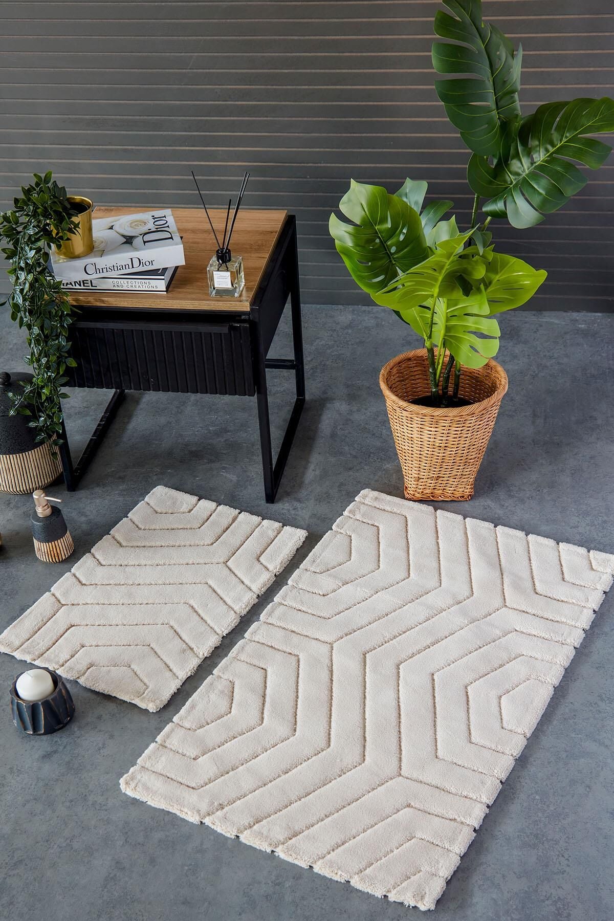 HCW PLAİD PASPAS SETİ BEJ / 40x60-60x100CM