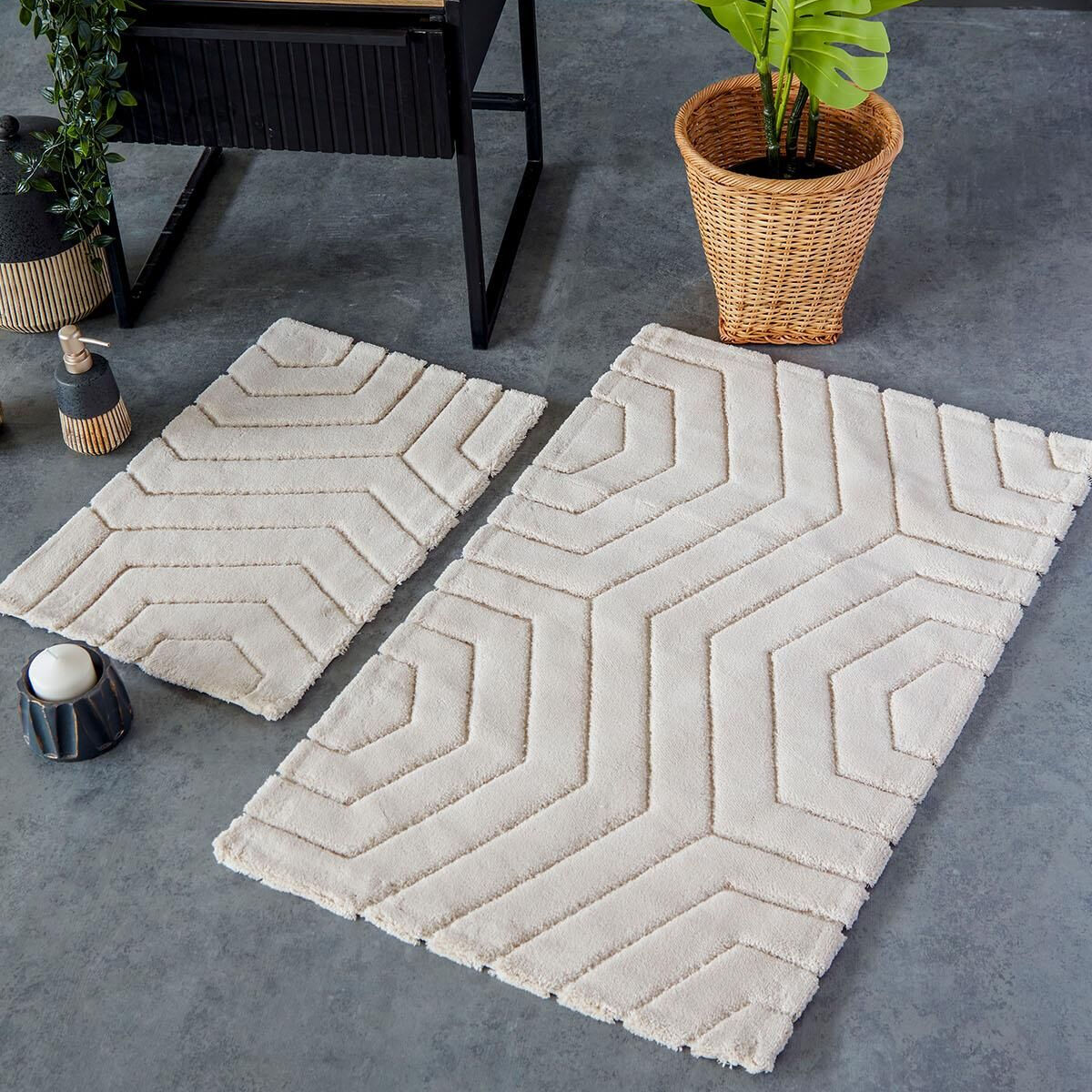 HCW PLAİD PASPAS SETİ BEJ / 40x60-60x100CM