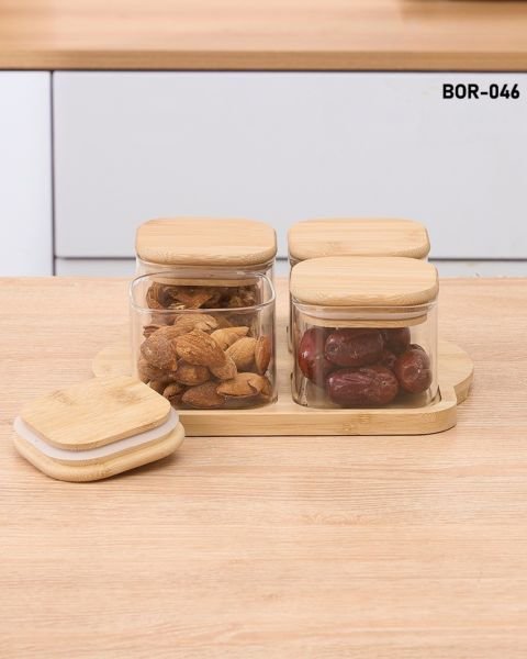 4LÜ BAMBU KAPAKLI TEPSİLİ KAHVALTILIK (BOR 046)