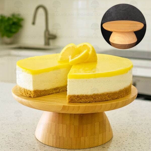 BAMBU 25CM ÇİFT TARAFLI, AYAKLI SUNUM & KEK, PASTA STANDI (7B140)