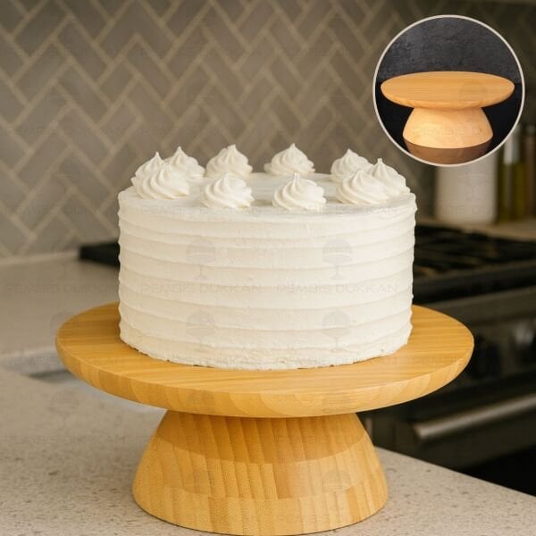 BAMBU 25CM ÇİFT TARAFLI, AYAKLI SUNUM & KEK, PASTA STANDI (7B140)
