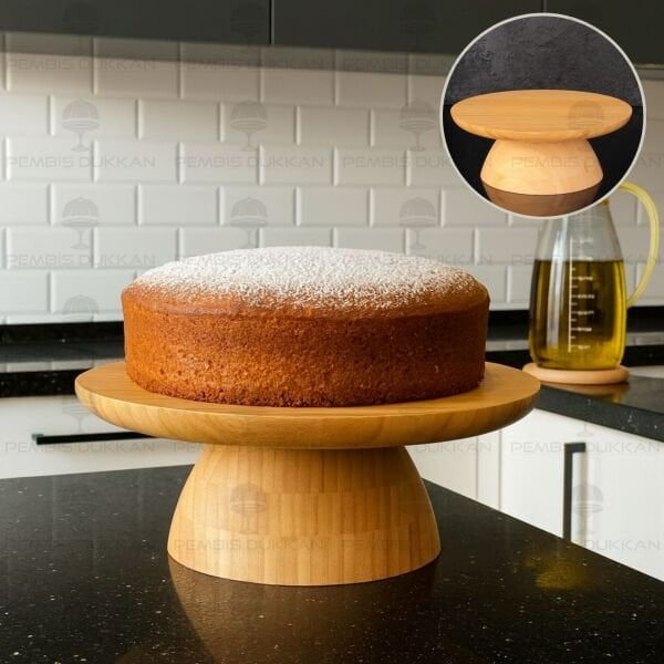 BAMBU 25CM ÇİFT TARAFLI, AYAKLI SUNUM & KEK, PASTA STANDI (7B140)