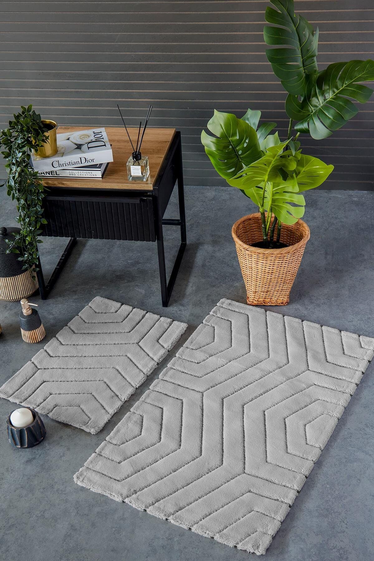 HCW PLAİD PASPAS SETİ GRİ / 40x60-60x100CM