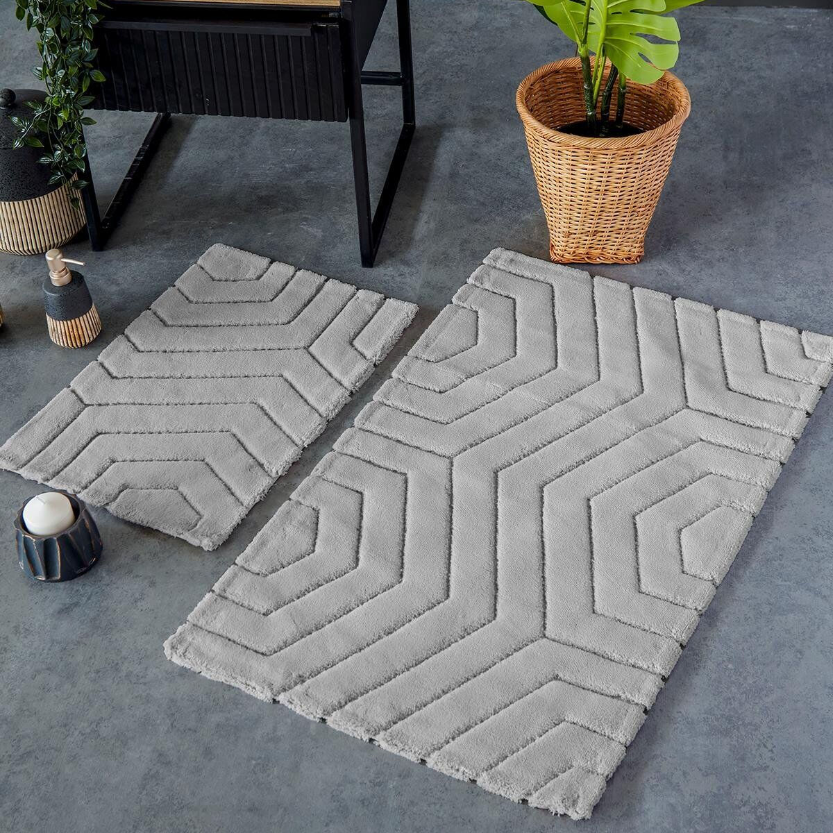 HCW PLAİD PASPAS SETİ GRİ / 40x60-60x100CM