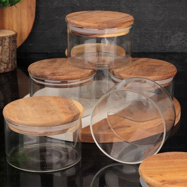 6 ADET YUVARLAK 300ML AKASYA KAPAKLI, CAM KAHVALTILIK (BOR 060)