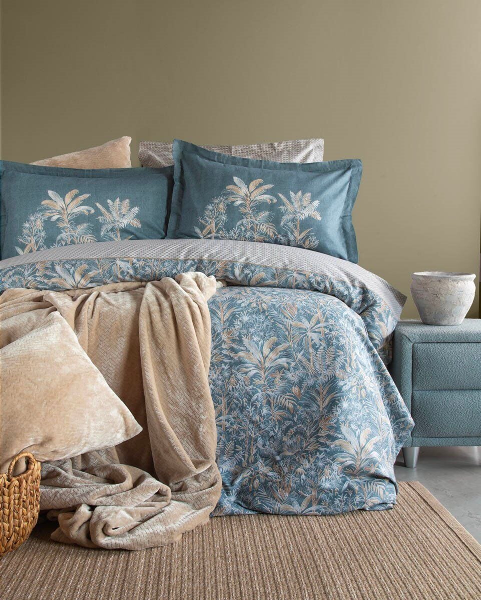 TAMMY BEJ ÇİFT KİŞİLİK YATAK ÖRTÜLÜ NEVRESİMLİ SET