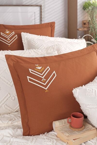 AZTEC ÇİFT KİŞİLİK YATAK ÖRTÜSÜ SETİ - KREM