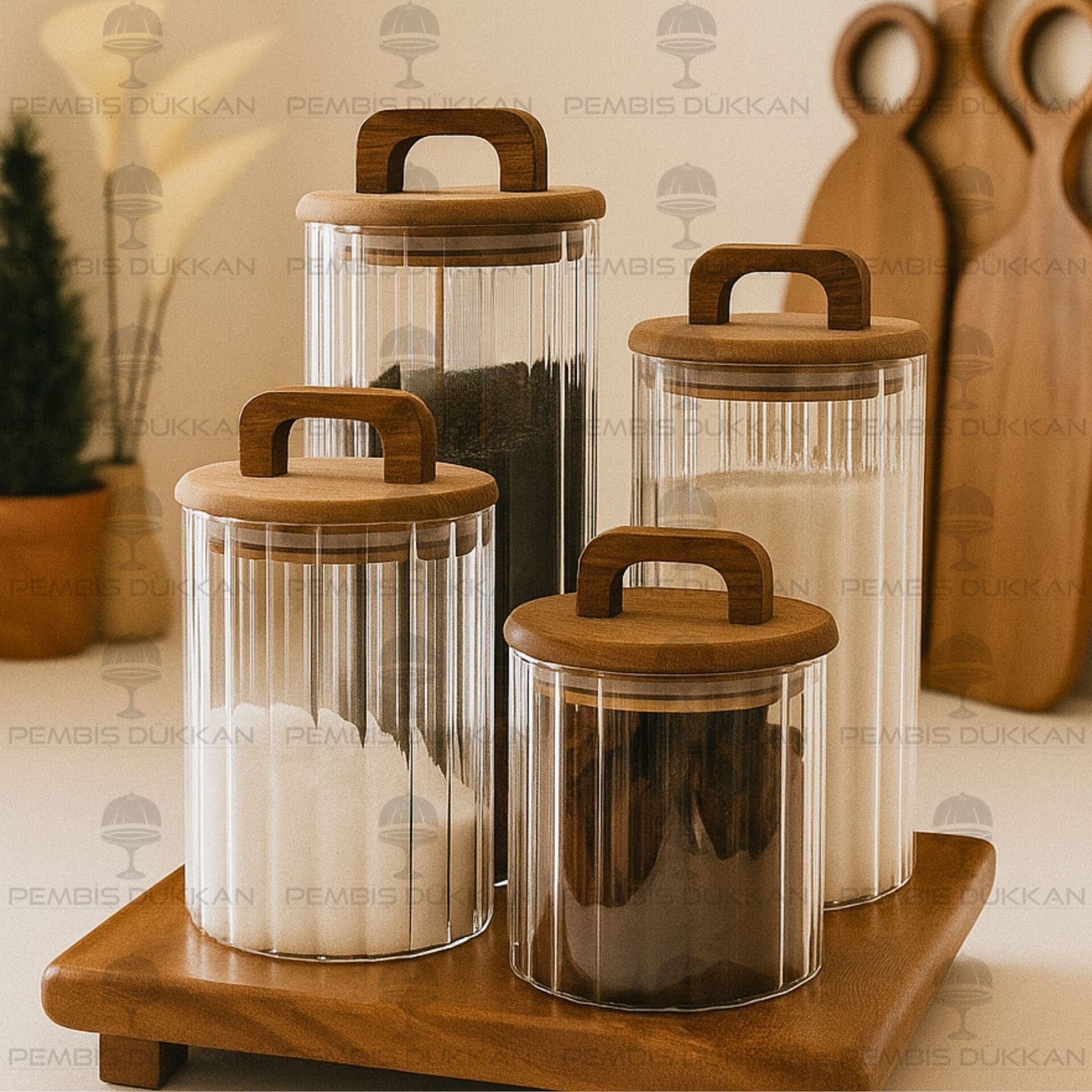 4LÜ NOVA TEZGAH ÜSTÜ KAVANOZ KOMBİN SET (AKS139)