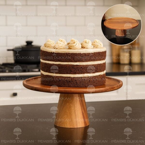 1 ADET AKASYA YUVARLAK AYAKLI PASTA STAND SUNUMLUK 25 CM (7B137)