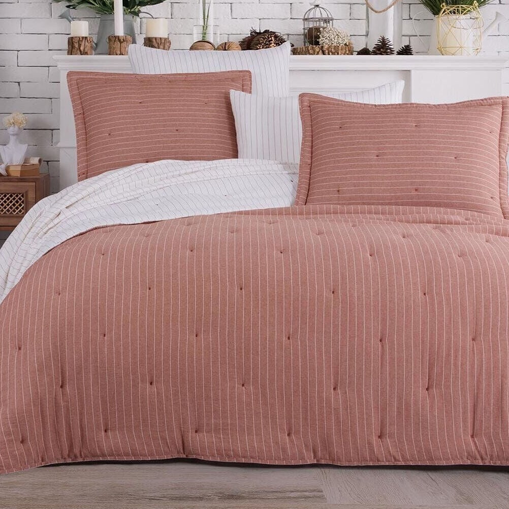 Soft Dreams Çift Kişilik Natural Yatak Örtü Seti Kiremit