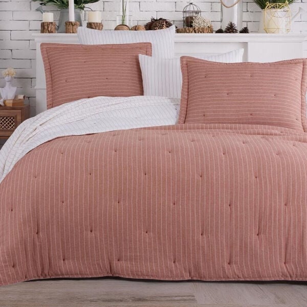Soft Dreams Çift Kişilik Natural Yatak Örtü Seti - Kiremit