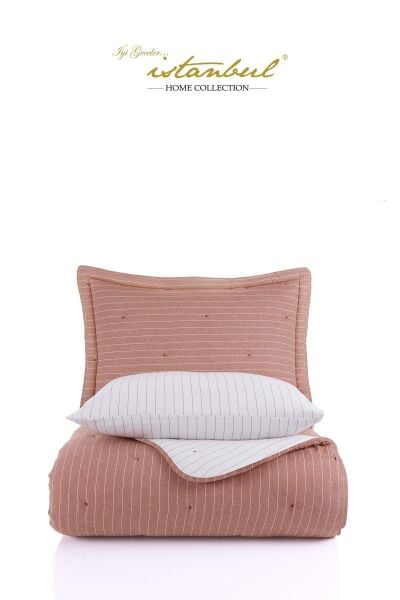 SOFT DREAMS ÇİFT KİŞİLİK NATURAL YATAK ÖRTÜ SETİ - KİREMİT