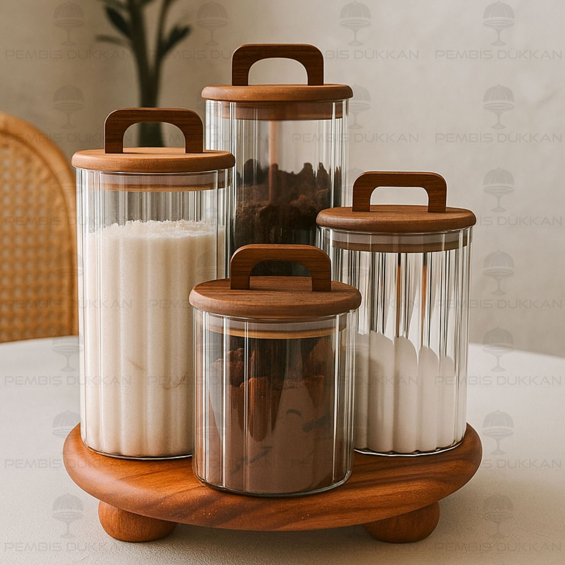 4LÜ NOVA TEZGAH ÜSTÜ KAVANOZ KOMBİN SET (AKS143)