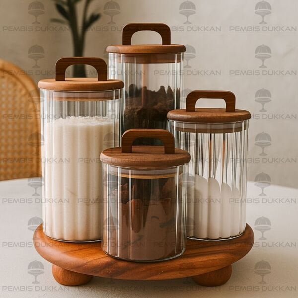 4LÜ NOVA TEZGAH ÜSTÜ KAVANOZ KOMBİN SET (AKS143)