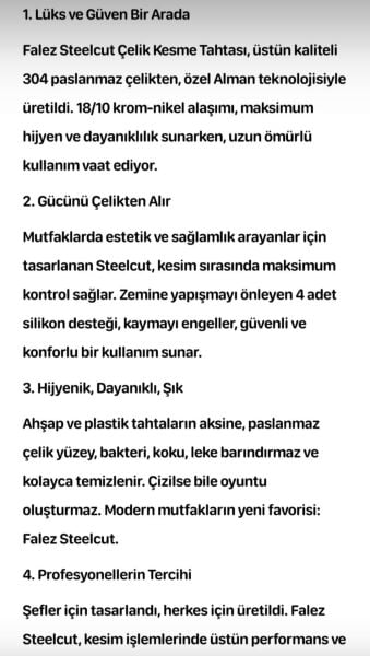 FALEZ ÇELİK KESİM PANOSU