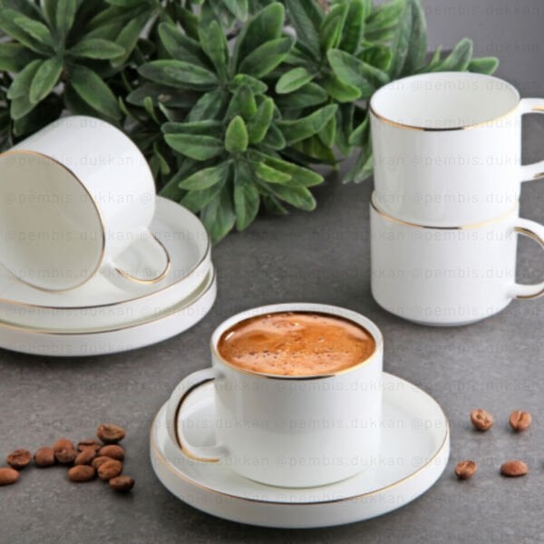 6 KİŞİLİK BONE PORSELEN  KAHVE FİNCAN TAKIMI
