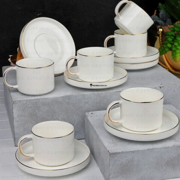 6 KİŞİLİK BONE PORSELEN  KAHVE FİNCAN TAKIMI