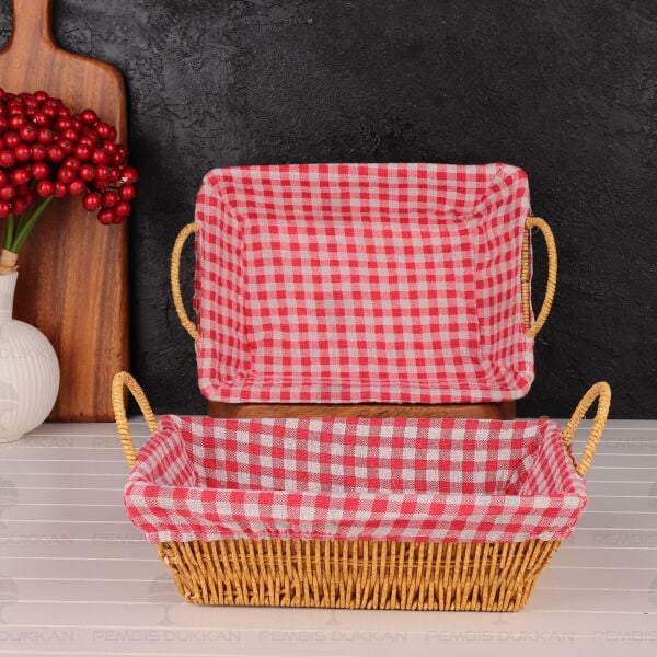 DİKDÖRTGEN RATTAN BEZLİ EKMEKLİK (9T12)