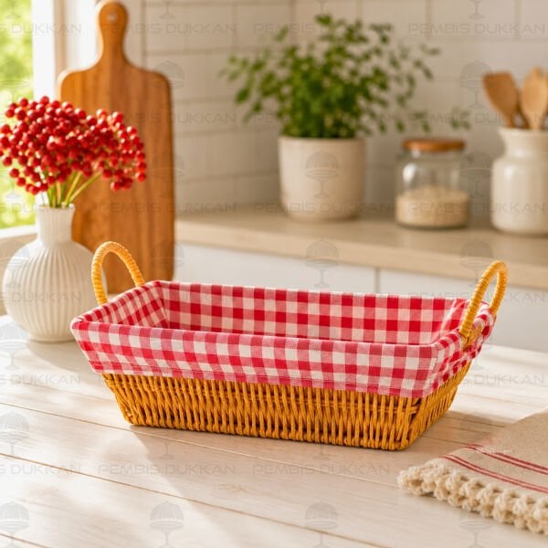 DİKDÖRTGEN RATTAN BEZLİ EKMEKLİK (9T12)