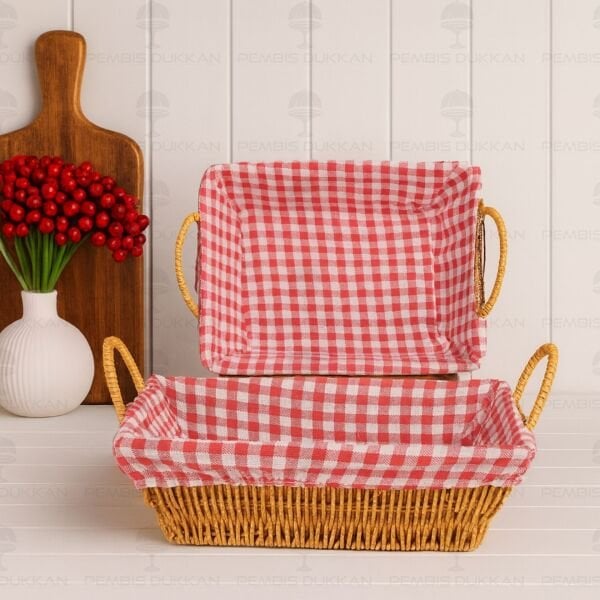DİKDÖRTGEN RATTAN BEZLİ EKMEKLİK (9T12)