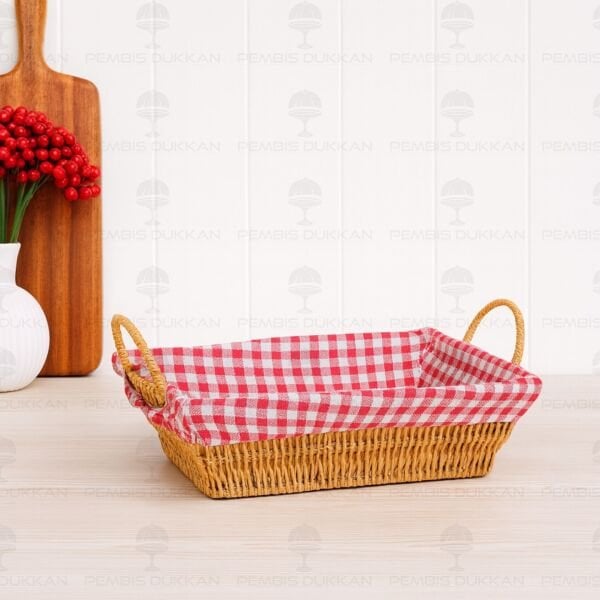 DİKDÖRTGEN RATTAN BEZLİ EKMEKLİK (9T12)