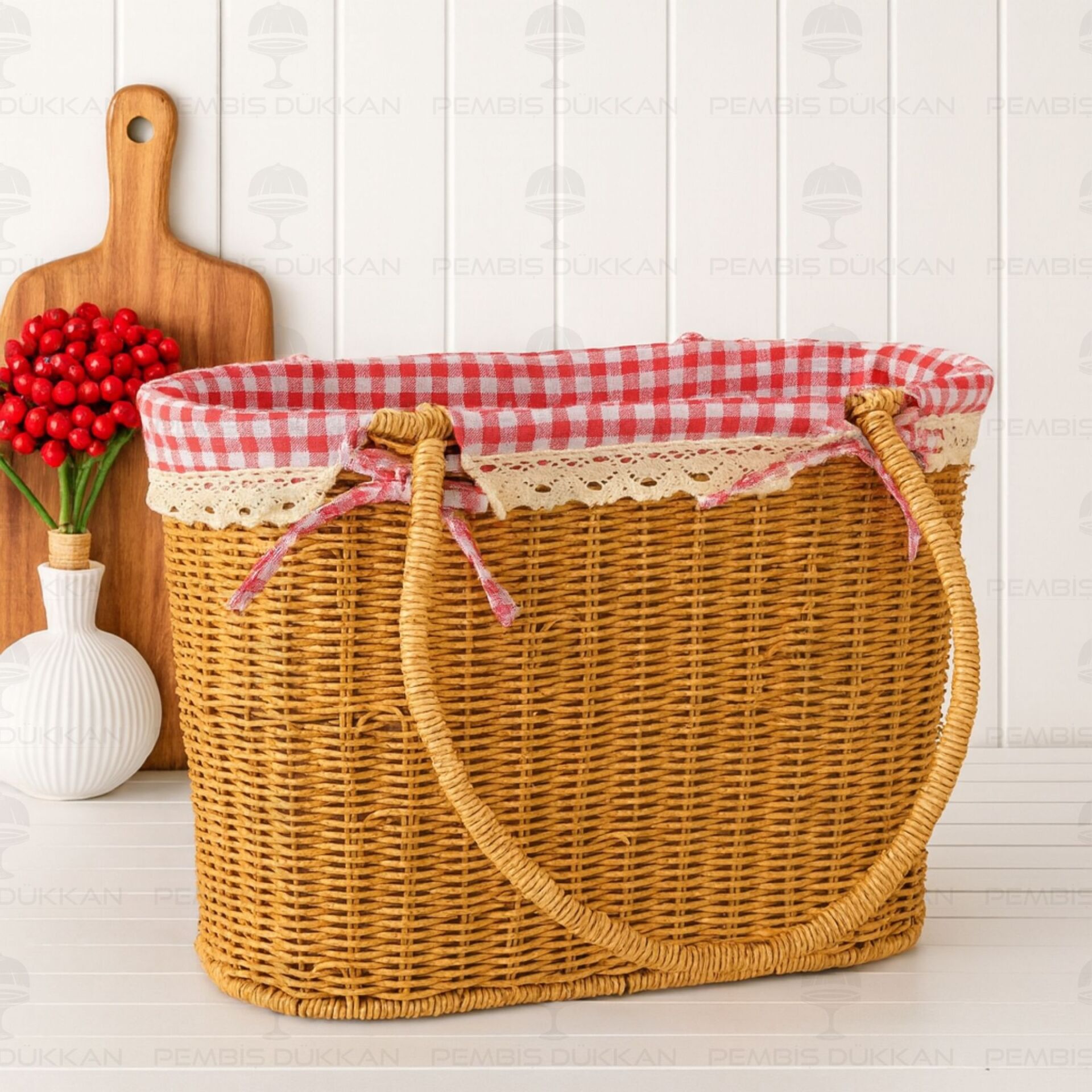 OVAL KULPLU RATTAN BEZLİ ÇANTA (9T06)