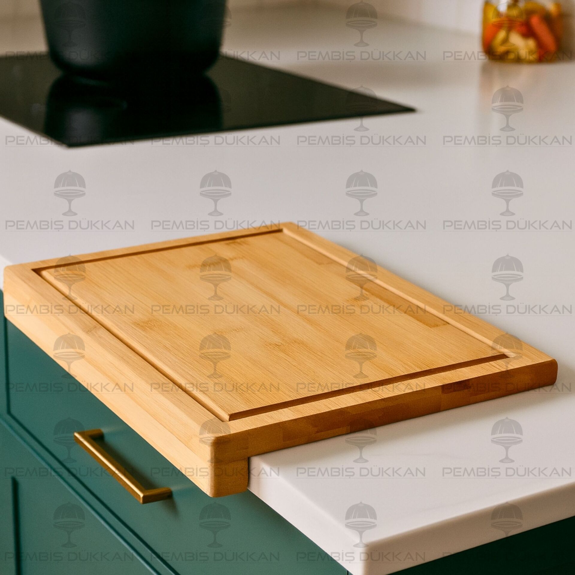 MN BAMBU DİKDÖRTGEN TEZGAH KENARI KESME TAHTASI (713)