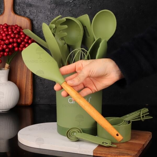 YEŞİL MAYLİS 22 PARÇA, AKASYA SAPLI SİLİKON SET