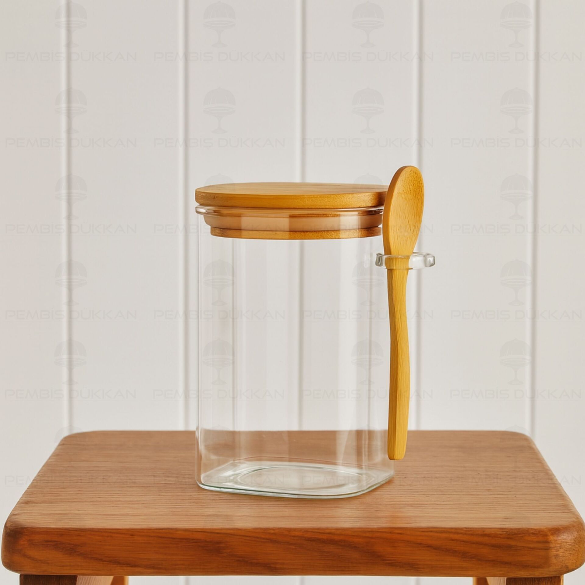 550 ML KARE KAŞIKLI KAVANOZ & TUZ KABI (0108)