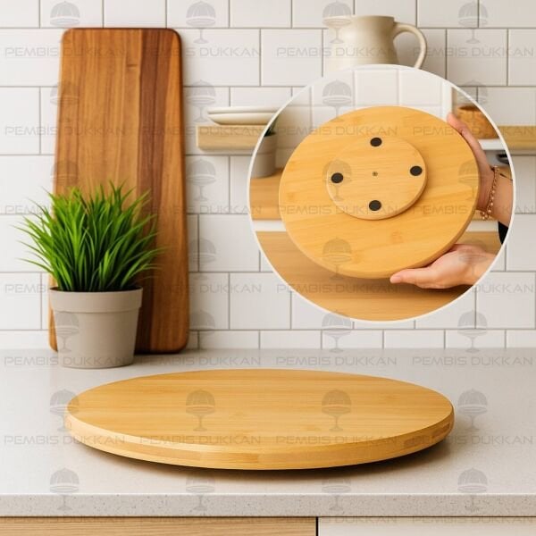 BAMBU 30CM DÖNER MEKANİZMALI PEYNİR TABAĞI (8B86)