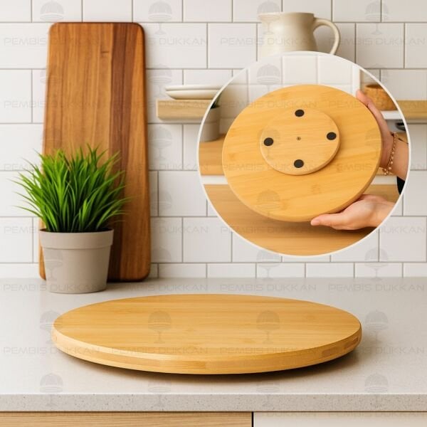 BAMBU 30CM DÖNER MEKANİZMALI PEYNİR TABAĞI (8B86)