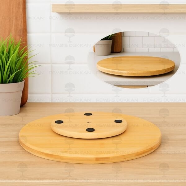 BAMBU 30CM DÖNER MEKANİZMALI PEYNİR TABAĞI (8B86)