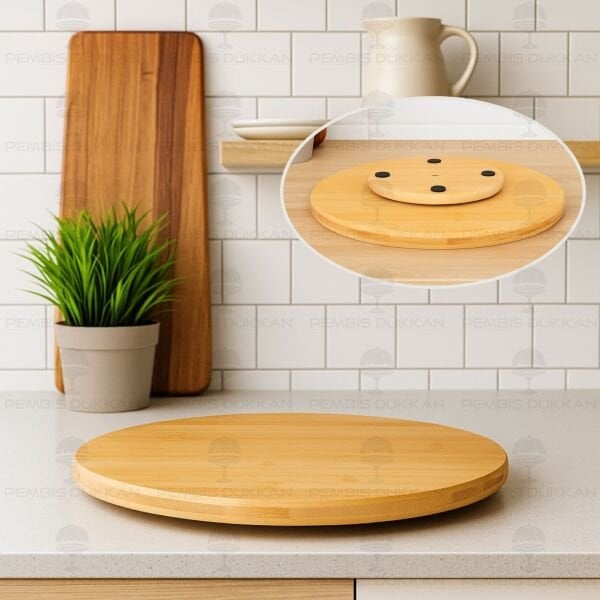 BAMBU 30CM DÖNER MEKANİZMALI PEYNİR TABAĞI (8B86)