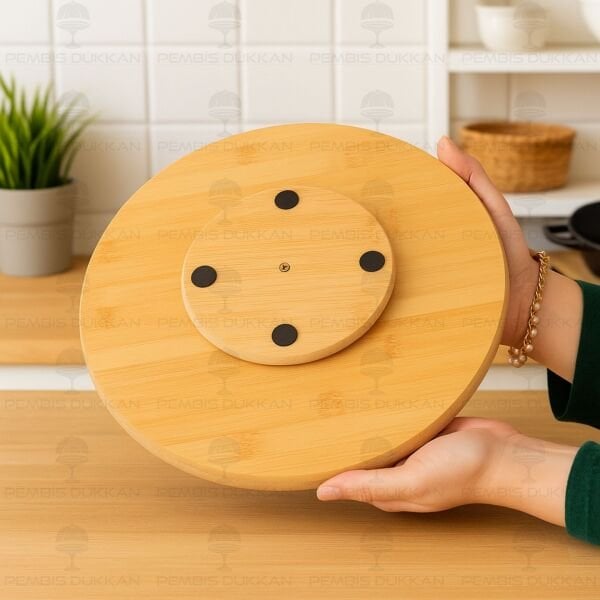 BAMBU 30CM DÖNER MEKANİZMALI PEYNİR TABAĞI (8B86)