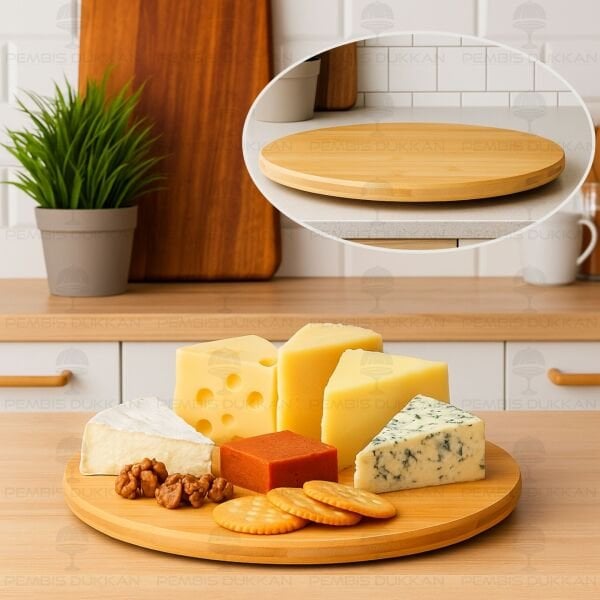 BAMBU 30CM DÖNER MEKANİZMALI PEYNİR TABAĞI (8B86)