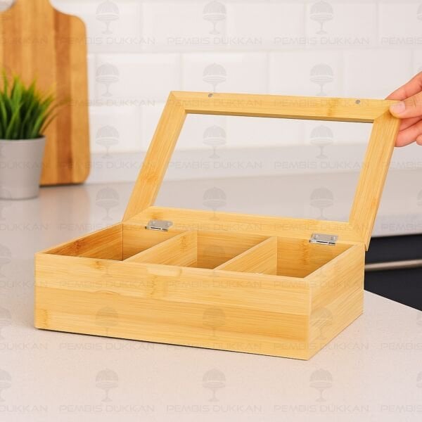 BAMBU 3 BÖLMELİ ORGANİZER & BİTKİ ÇAYI KUTUSU (8B33)