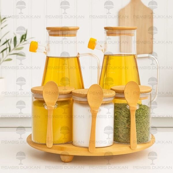 5Lİ YUVARLAK STANDLI, OCAK YANI YAĞDANLIK KOMBİN SET NO1