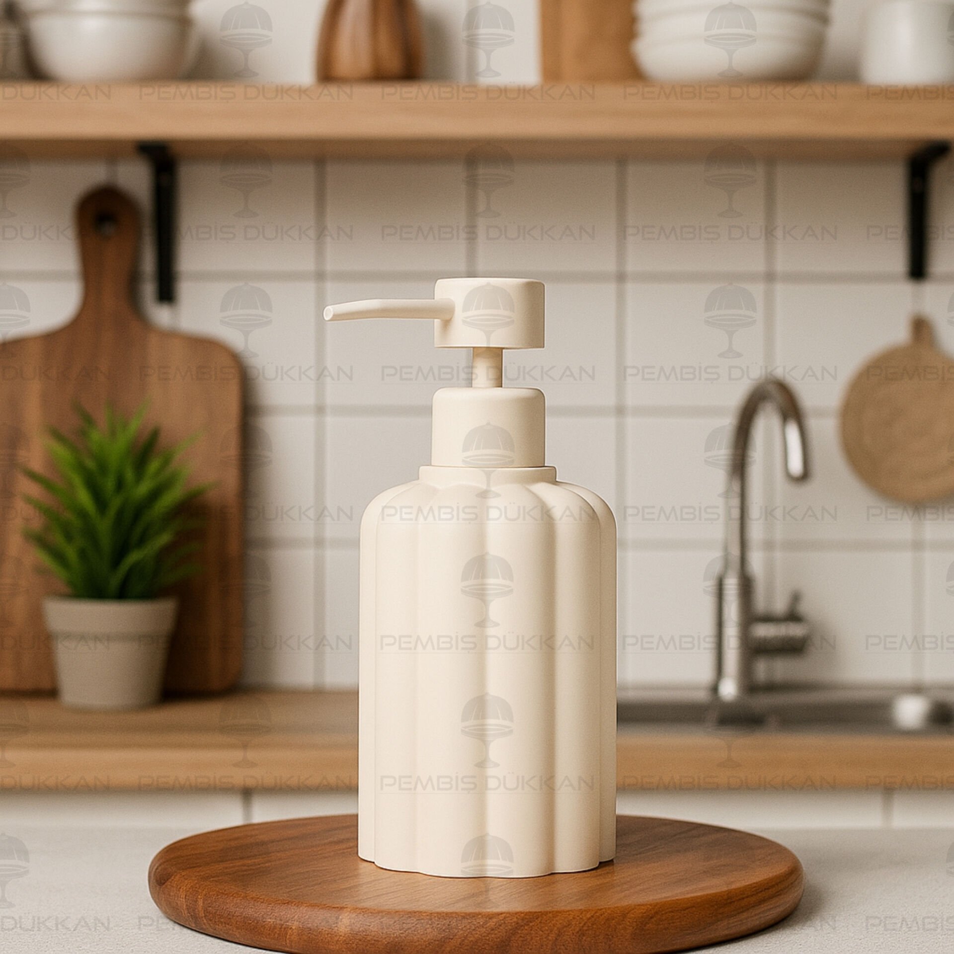 BEYAZ PAPATYA MODEL POLYRESIN SIVI SABUNLUK (5776-1)