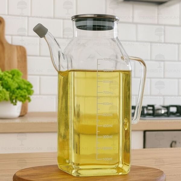 KARE METAL KAPAKLI 1000ML YAĞDANLIK (GLA013)