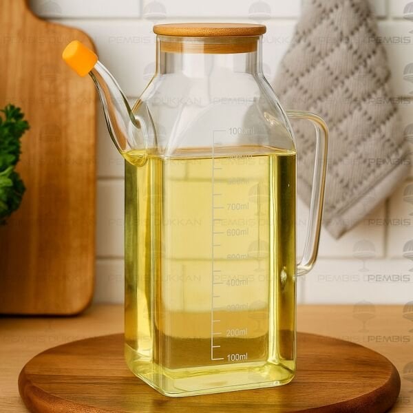 KARE BAMBU KAPAKLI 1000ML YAĞDANLIK (GLA014)