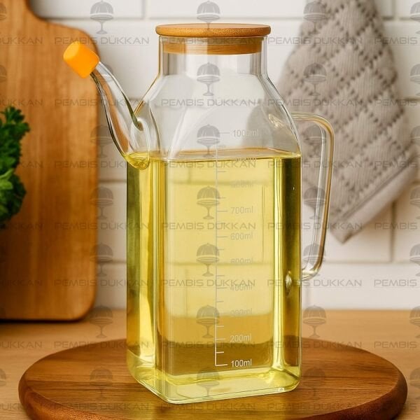 KARE BAMBU KAPAKLI 1000ML YAĞDANLIK (GLA014)