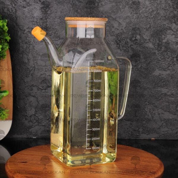 KARE BAMBU KAPAKLI 1000ML YAĞDANLIK (GLA014)