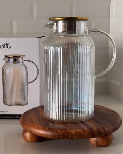 SAVİO LÜSTER ÇİZGİLİ BOROSİLİKAT CAM 1900 ML SÜRAHİ (16397)