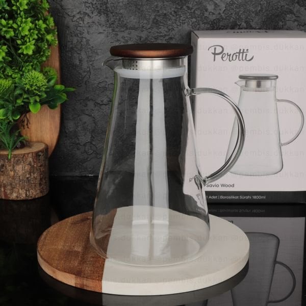 SAVİO WOOD BOROSİLİKAT CAM 1800 ML SÜRAHİ (16469)