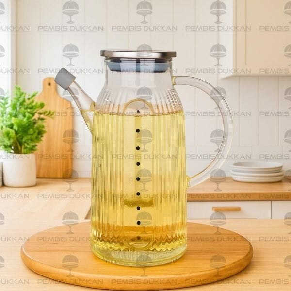 İNCE ÇİZGİLİ METAL KAPAKLI 1000ML YAĞDANLIK (GLA03)