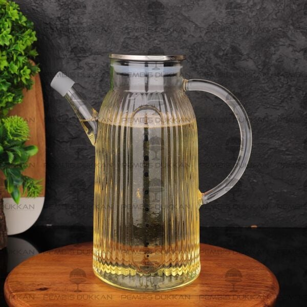 İNCE ÇİZGİLİ METAL KAPAKLI 1000ML YAĞDANLIK (GLA03)