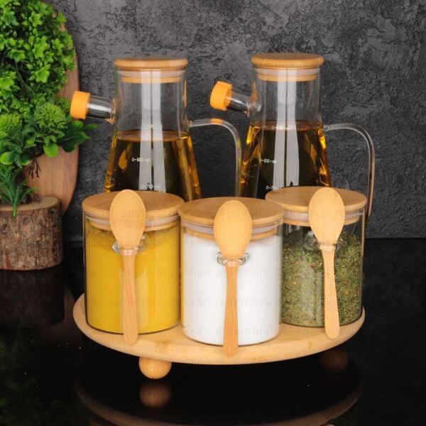 5Lİ YUVARLAK STANDLI, OCAK YANI YAĞDANLIK KOMBİN SET NO1