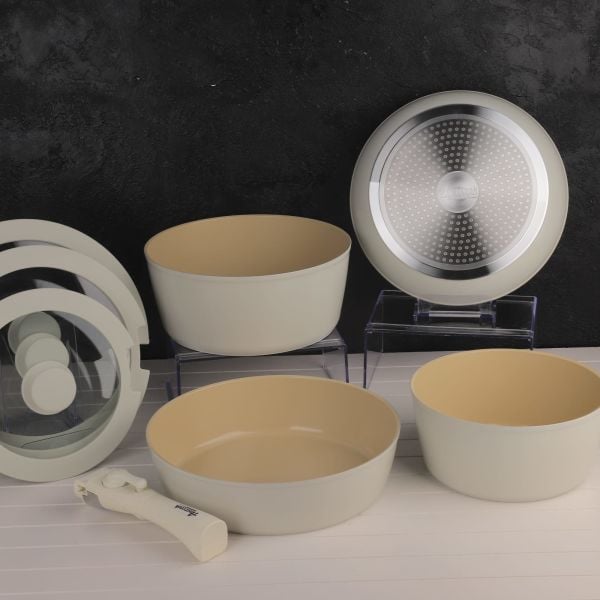 BONDY AMERCOOK 11 PARÇA TAK ÇIKAR KREM TENCERE SET