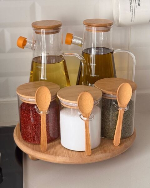 5Lİ YUVARLAK STANDLI, OCAK YANI YAĞDANLIK KOMBİN SET NO1