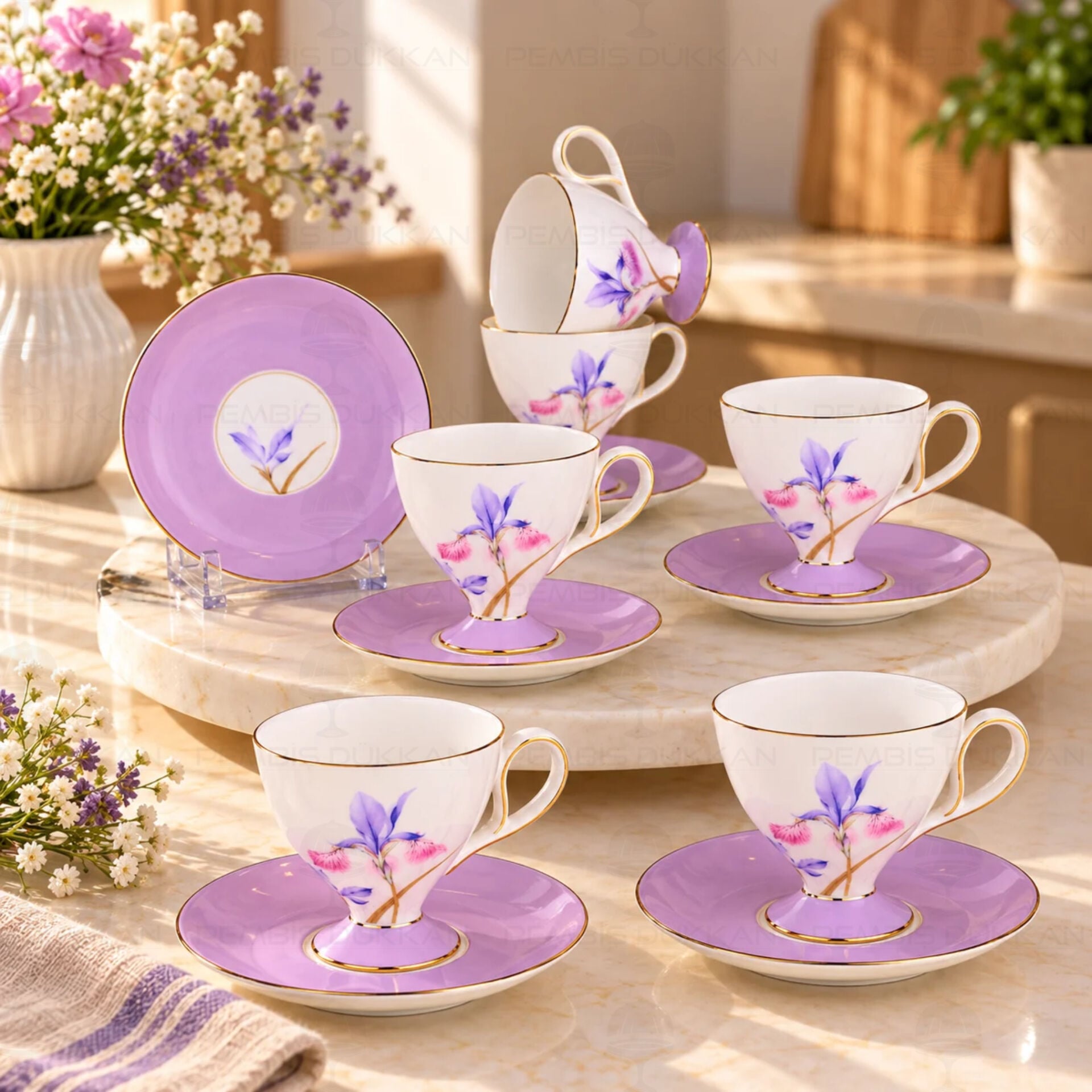 Lila Royal Charme-Veronıca 6 Kişilik Kahve Fincan Takımı (Roy-0108)